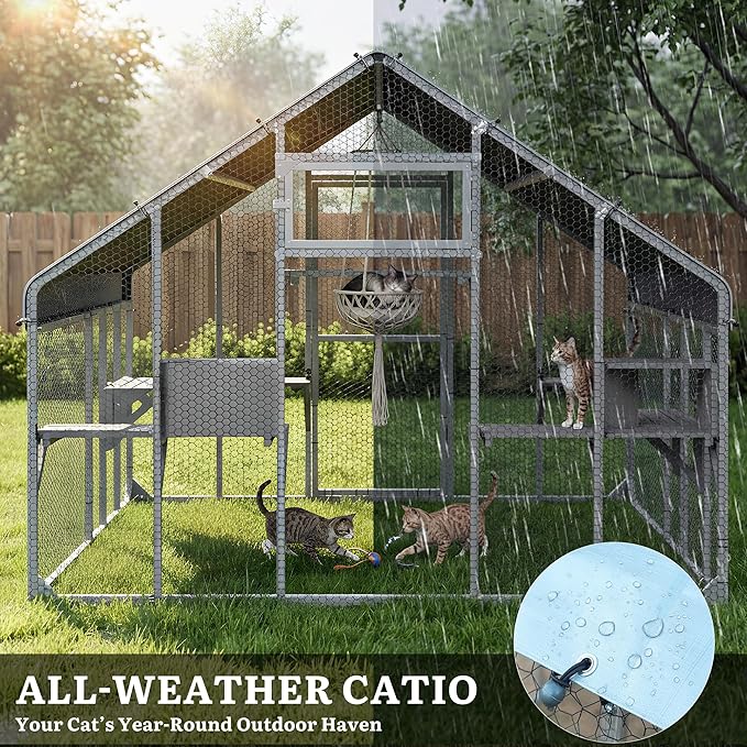 DWVO 94 Inch Catio Outdoor Cat Enclosure, Large Outdoor Cat House - Image 4