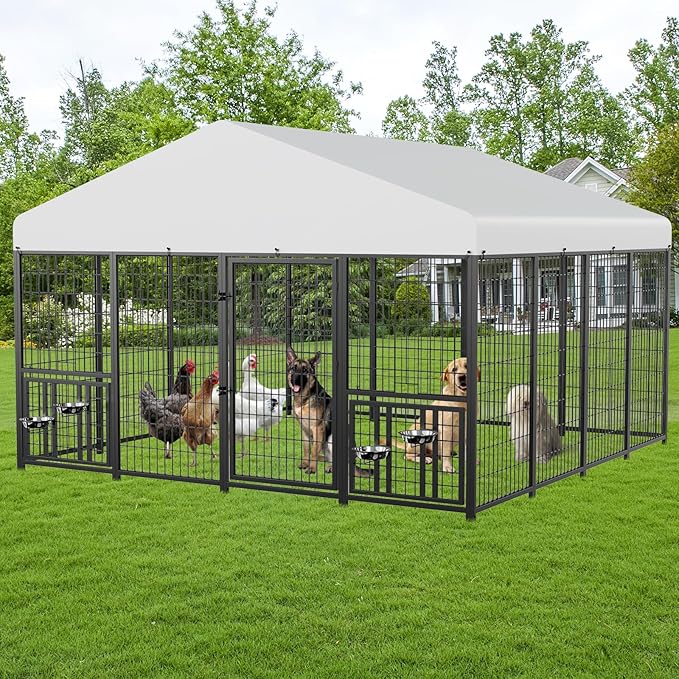 ROOMTEC Large Dog Kennel Outdoor Pet Pens Dogs Run by ROOMTEC