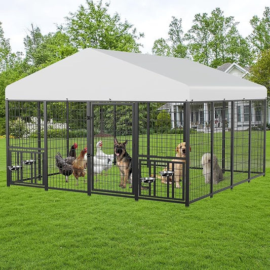 ROOMTEC Large Dog Kennel Outdoor Pet Pens Dogs Run by ROOMTEC