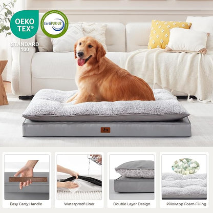 2-Pack Waterproof Dog Bed Large Size Dogs, Plush Cushion & Orthopedic Egg-Crate - Image 6