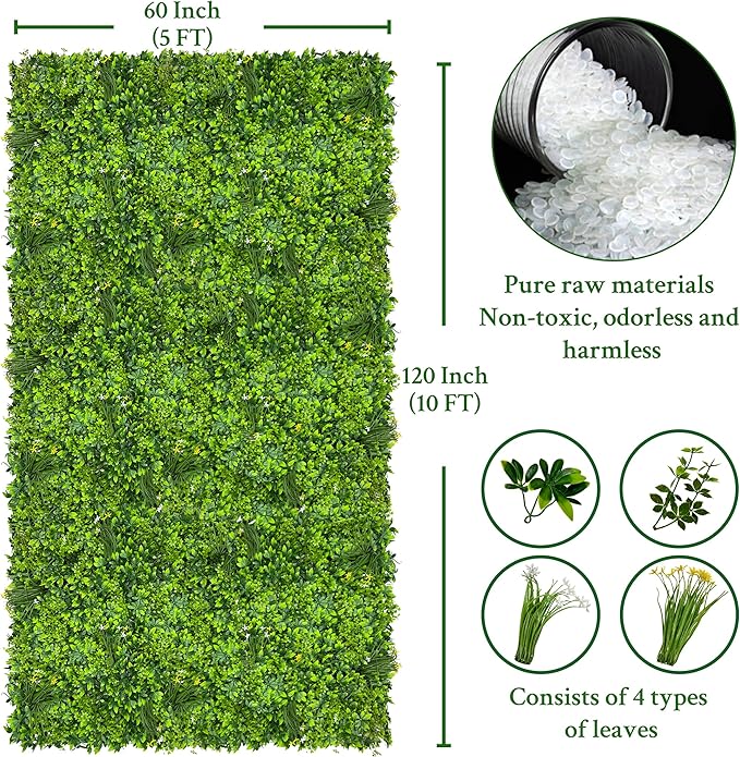 Artificial Plant Wall Roll: 60 X 120 in UV-Anti Ivy Privacy Fence Screen Faux - Image 2