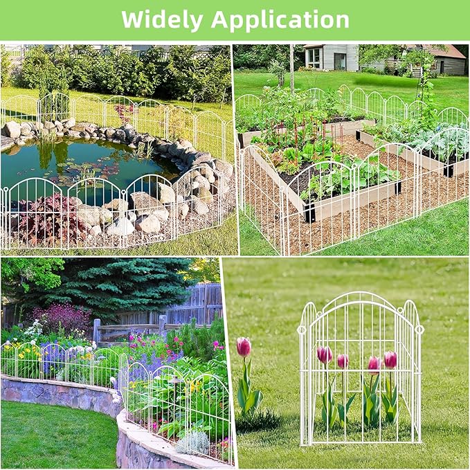 Decorative Garden Fence 17in x10ft, 10 Pack Rustproof Metal No Dig Fence Animal - Image 6