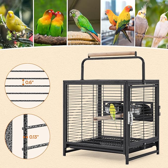 Yaheetech 25.5'' Wrought Iron Bird Travel Carrier Cage Parrot Cage - Image 4