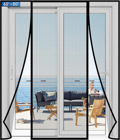 Magnetic Screen Door Upgraded PET Mesh Stronger Than Fiberglass and Polyester by Longeas