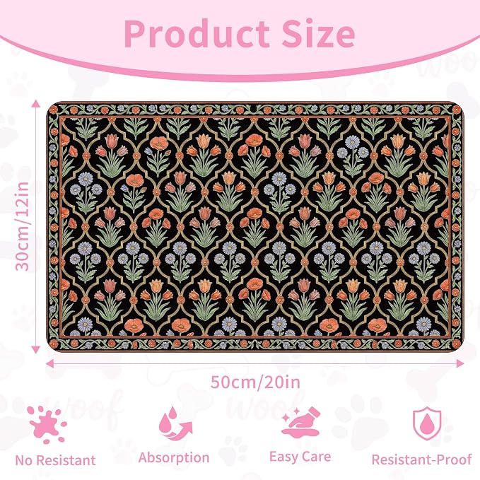 Pet Feeding Mat 20 x 12 Inch, Waterproof Non Slip Rubber Bowl Pad Mat - Image 2