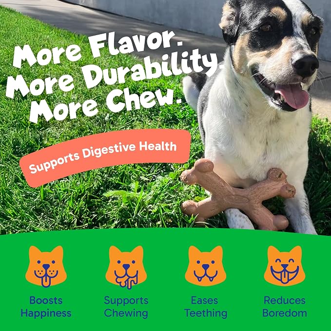 Chew’EMS X Bone Dog Chew Toy for Aggressive Chewers – Long-Lasting Beef Flavor - Image 3