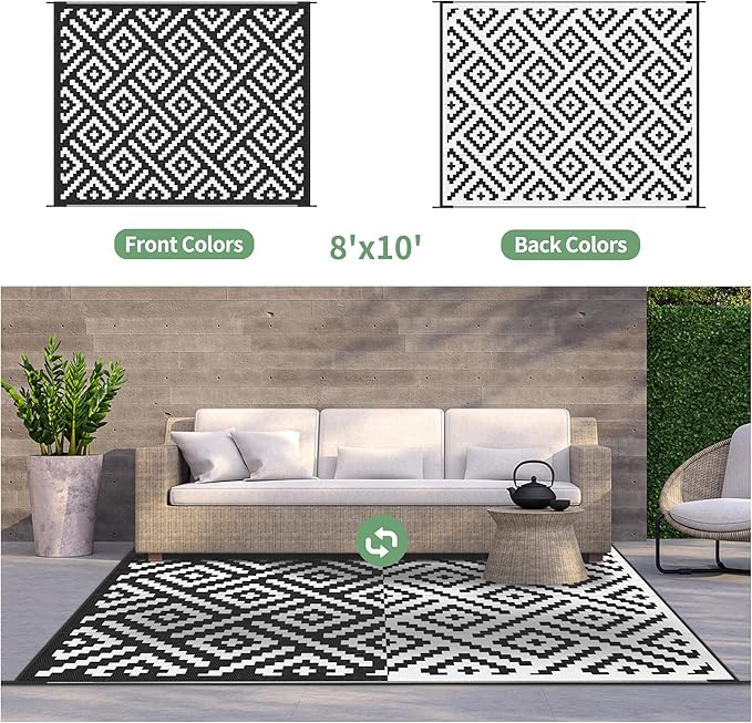 GENIMO Outdoor Rugs 8x10 Waterproof, Reversible Mats, Area Plastic Straw Rug - Image 7