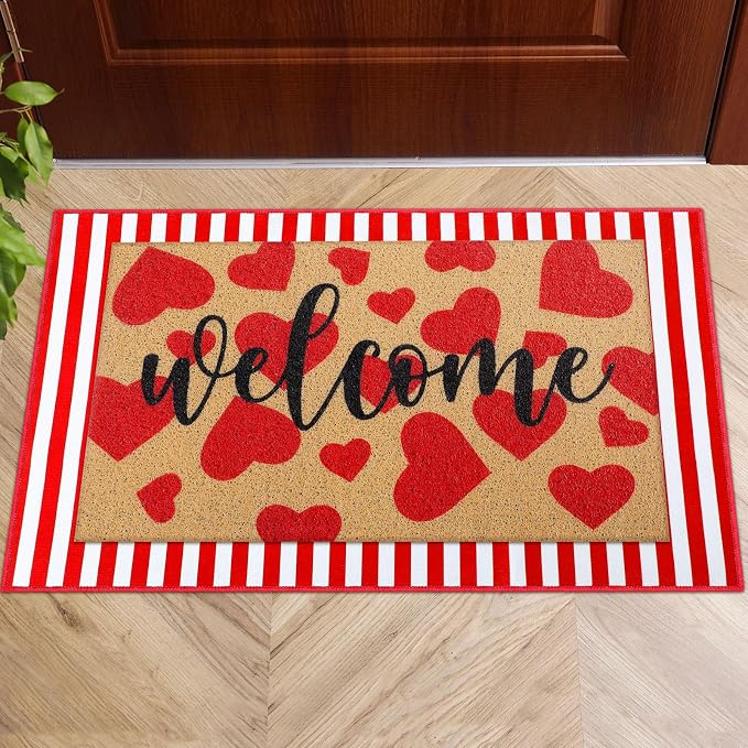 Tinideya 2 Pcs Door Mat Welcome Non Slip Coir Mats Floor Layering Doormats - Image 3