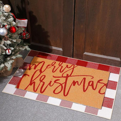 Tinideya 2 Pcs Door Mat Welcome Non Slip Coir Mats Floor Layering Doormats - Image 2