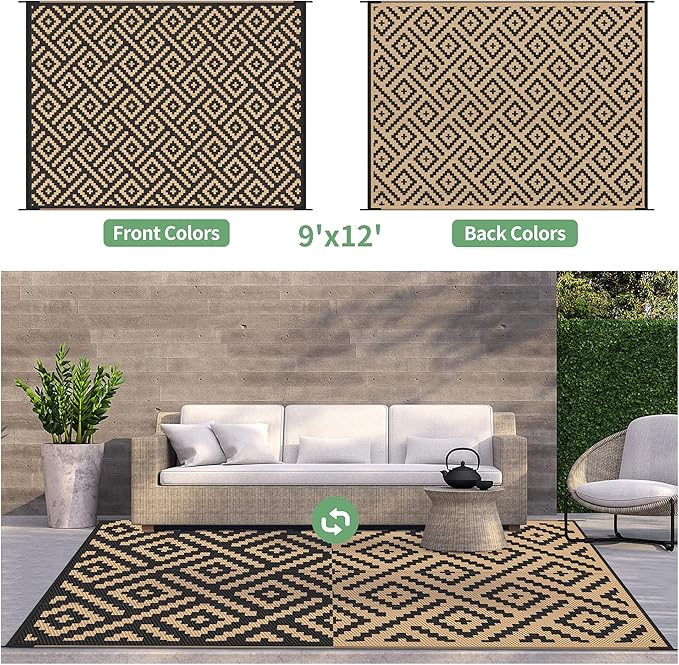 GENIMO Outdoor Rug for Patio Clearance, Reversible Plastic Camping Rugs - Image 4