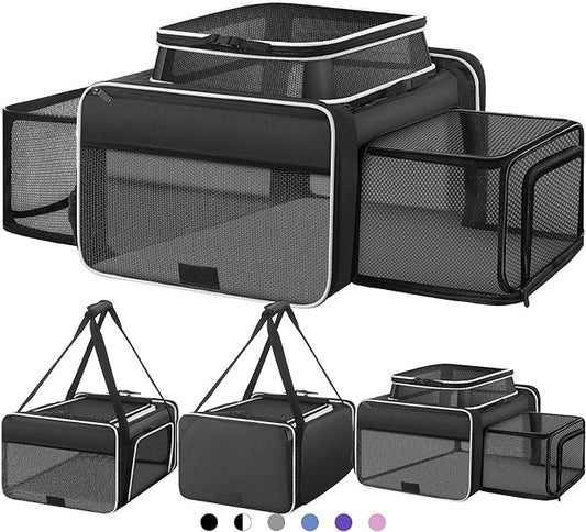 Top and 2 Sides Expandable Cat Carrier 18x13.5x9.5, TSA Airline Approved Dog by SHARLOVY
