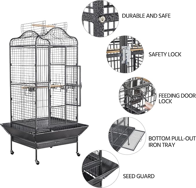 Yaheetech Extra Large Bird Cage 63'' Open Play Top Bird Cage - Image 8
