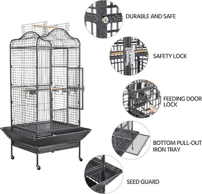 Yaheetech Extra Large Bird Cage 63'' Open Play Top Bird Cage - Image 8