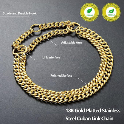 Stainless Steel & 18K Gold Dog Chain Collar - Image 2