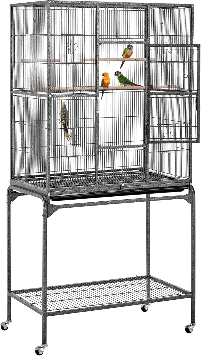 Yaheetech 63-Inch Wrought Iron Rolling Large Bird Cage by Yaheetech