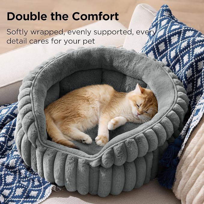 Bedsure ComfyFleece™ Small Cat Bed, Washable Round Cute Pet Beds - Image 2