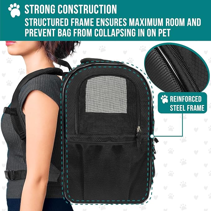 PetAmi Dog Backpack Carrier for Small Large Cat, Ventilated Pet Hiking Backpack - Image 6