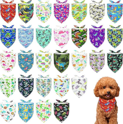 30 Pcs Dinosaurs Dog Bandanas for Small Dogs Stitch Dog Bandana Bulk Reversible by Bestwishforyou