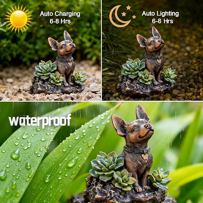 Dog Statue, Solar Garden Statues, Dog Decor - Image 2