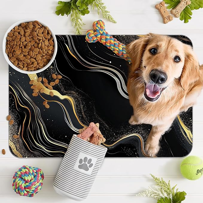 Marble Pet Feeding Mat, Non-Slip Rubber Backing Mat, Cat Dog Accessories - Image 7
