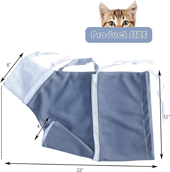 KlerRoem Cat Bathing Bag, Adjustable Anti-bite and Anti-Scratch Shower Mesh - Image 3