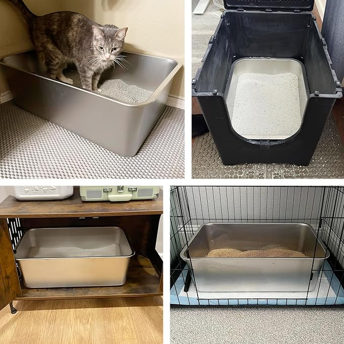 Stainless Steel Cat Litter Box, 23.6"x15.8"x8" XXL Stainless Steel Litter Box 8 - Image 7