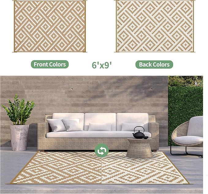 GENIMO Outdoor Rug for Patio Clearance, Reversible Plastic Straw Rugs for RV - Image 3