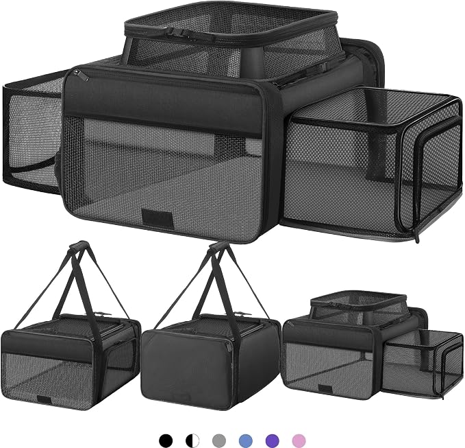 Top and 2 Sides Expandable Cat Carrier 18x13.5x9.5, TSA Airline Approved Dog by SHARLOVY