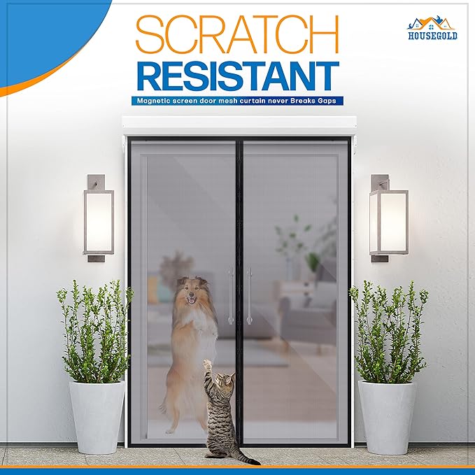 Magnetic Closure Screen Door for 62"x81" French Door Sliding Door Pet and Dog - Image 2