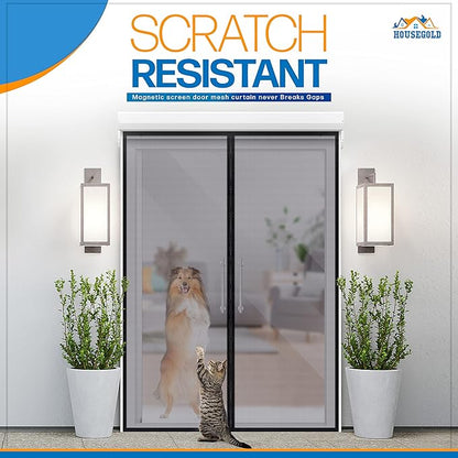 Magnetic Closure Screen Door for 62"x81" French Door Sliding Door Pet and Dog - Image 2