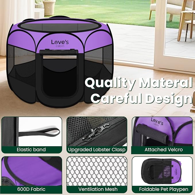 Love's cabin Pet Puppy Dog Playpen, Large Dog Tent Crates Cage Indoor/Outdoor - Image 5