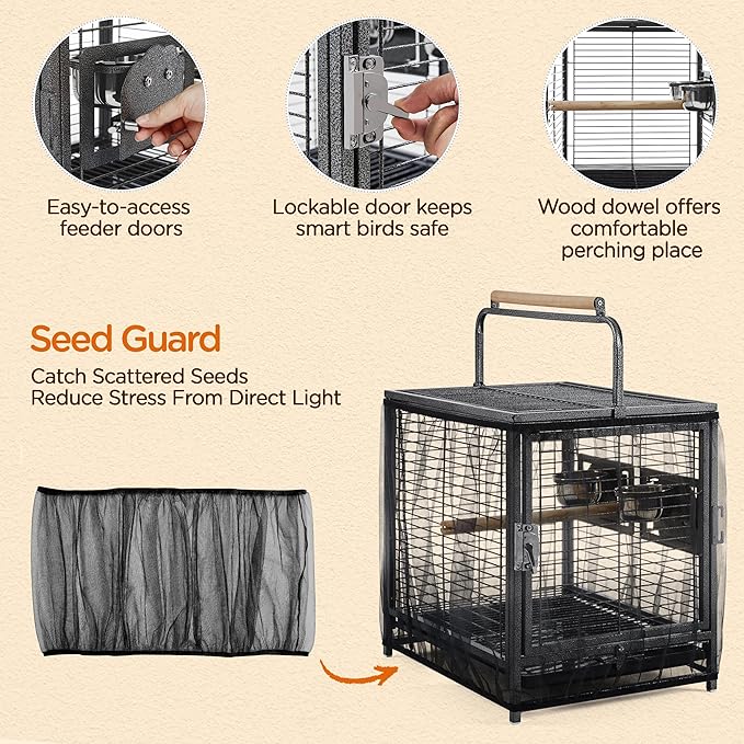 Yaheetech 25.5'' Wrought Iron Bird Travel Carrier Cage Parrot Cage - Image 5