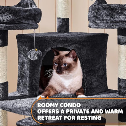 Yaheetech 68.5in Cat Tree for Large Cats, Large Condo, Stable Pet Play House - Image 5