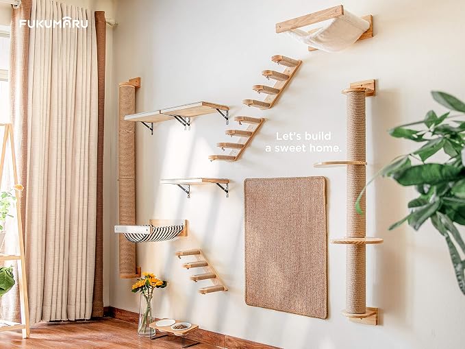 FUKUMARU Cat Climbing Shelf Wall Mounted, Four Step Cat Stairway - Image 7