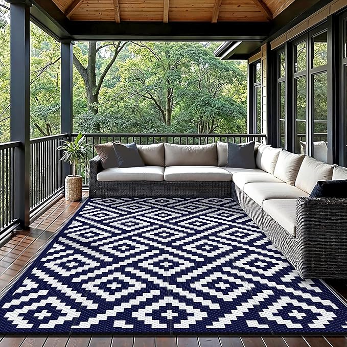 GENIMO Outdoor Rugs 8x10 Waterproof, Reversible Mats, Area Plastic Straw Rug - Image 2