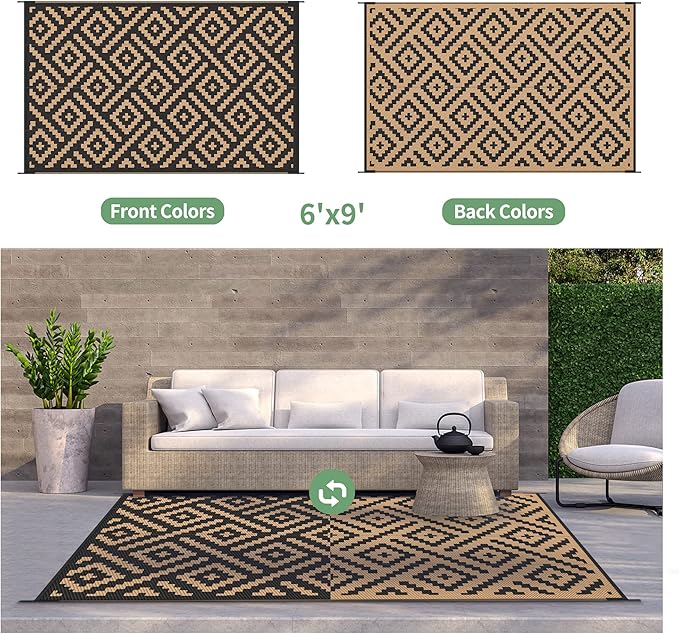 GENIMO Outdoor Rug for Patio Clearance, Reversible Plastic Camping Rugs - Image 4