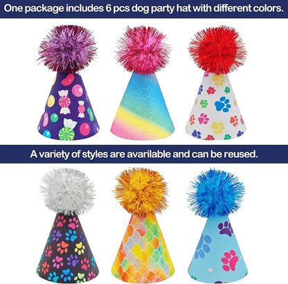 6pcs/Pack Mini Dog Party Hats for Small XS Cat Puppy Doggie Kitten Rabbit - Image 4