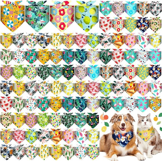 Reginary 120 Packs Dog Bandanas Bulk Dog Scarf Adjustable Holiday Pet Scarf by Reginary