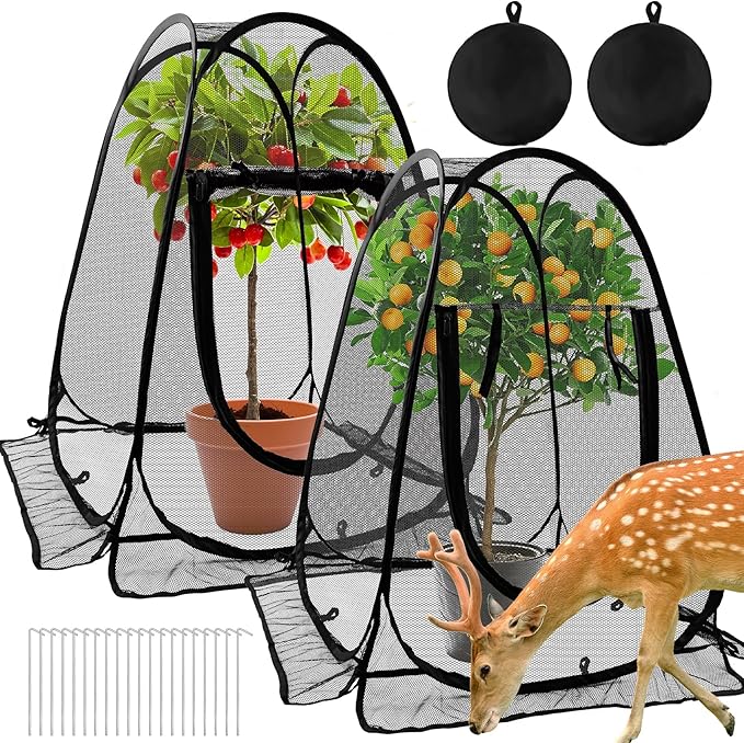 2pcs Pop Up Mesh Plant Protectors from Animals, Large Plant Netting Guard Cover by Waybas