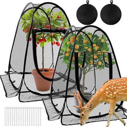 2pcs Pop Up Mesh Plant Protectors from Animals, Large Plant Netting Guard Cover by Waybas