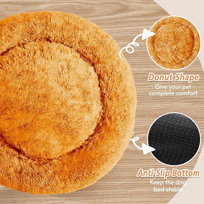 JOLLYVOGUE Calming Dog Bed Large Size Dog, Anti-Anxiety Donut Large Pet Bed - Image 3
