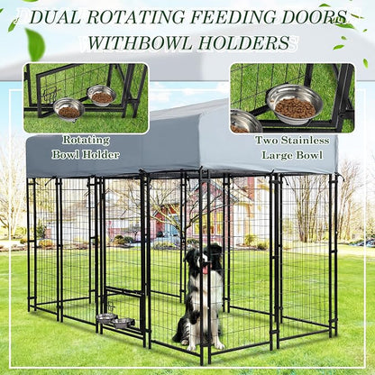 Grepatio Outdoor Dog Kennel for Large Dogs, Heavy Duty Welded Wire Steel Dog - Image 3