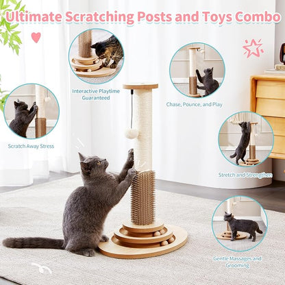 Made4Pets Cat Scratching Post, 4-in-1 Interactive Trackball Toys - Image 2