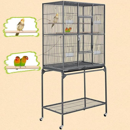 Yaheetech 63-Inch Wrought Iron Rolling Large Bird Cage - Image 6
