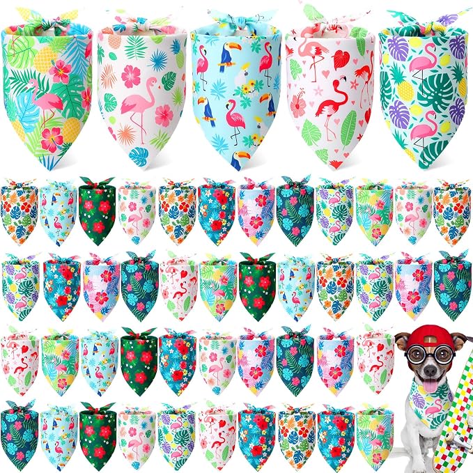 Weewooday 50 Pcs Hawaiian Dog Bandanas Bulk by Weewooday