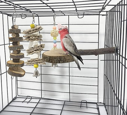 kathson 8PCS Wood Bird Perch Natural Parakeet Perches Bird Swing Chew Toys - Image 5