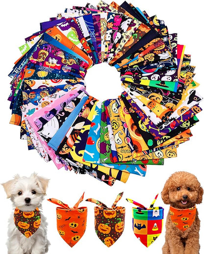 PET SHOW 50 Pack Halloween Small Dog Bandanas Bulk XS Washable Puppy Girl Boy by PETSHOW