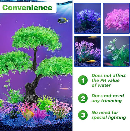 Ameliade Aquarium Artificial Plastic Plants Decoration, Aquarium Tree Decor Set - Image 6