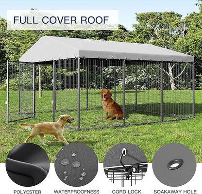 Kullavik 10x10x6 FT Large Outdoor Dog Kennel, Anti-Rust Galvanized Steel Dog Pen - Image 3