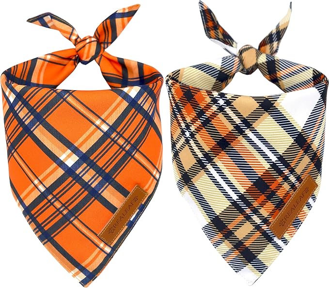 Realeaf Fall Dog Bandanas 2 Pack, Reversible Pet Scarf by Realeaf